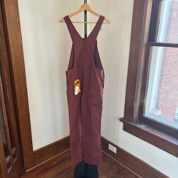 Carhartt NWT Women’s XS Rugged Flex Loose Fit Canvas Bib Overalls Maroon *NOTE - Picture 5 of 13